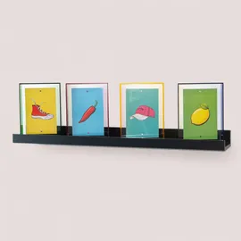 Queence Wandregal Bilderleiste 2-teilig 70 x 5 x 9 cm Schwarz