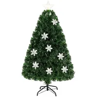 Costway Weihnachtsbaum mit Glasfaser-Farbwechsler und Sternspitze Grün 120 cm