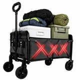 QEZER bollerwagen faltbar, bollerwagen Strand,120 Liter, Tragfähigkeit 100 kg,tragbar für Camping, Gartenarbeit, Strand, Einkaufen (Schwarz, 120L 100KG)