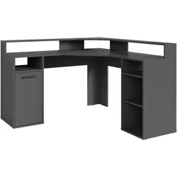 byLIVING Schreibtisch FOX, Breite 139 cm, anthrazit, offene Fächer, Tür, Ablage