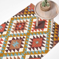Homescapes Teppich Oslo, handgewebt aus 100% Baumwolle, 120 x 170 cm, Baumwollteppich mit geometrischem Rautenmuster, bunt