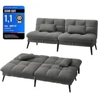 LUCKRACER Sofa 3 Sitzer Sofa Schlafsofa mit Schlaffunktion, überzug Futon Klappsofa, Bettcouch, ecksofa, Couch, 5 Verstellbare Winkel, Ideal für Wohnungen Wohnzimmer aus Stoff Grau