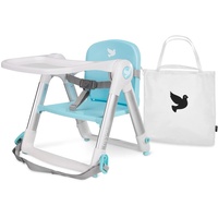 APRAMO FLIPPA Sitzerhöhung Faltbarer Boostersitz Kindersitz mit Tablett, Tragbarer Reise Hochstuhl mit Tasche, Kinderstuhl zum Essen (Türkis) Blau