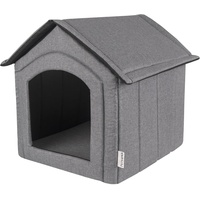 Petsona Hundehöhle Hundehütte Faltbare Mit Herausnehmbarem Dach Hundehaus Hundebett Katzenbett Haustierbett Schlafplatz Größe XL, Grau