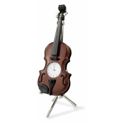 Designer Tischuhr Violine braun aus Metall