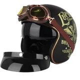 Motorradhelm Retro Vintage Cruiser Chopper Roller Cafe Racer Moto Helm 3/4 Jethelm DOT genehmigt
