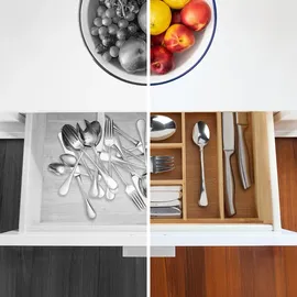 Relaxdays Besteckkasten Schubladeneinsatz mit 6 Fächern Bambus 5 x 25,5 x 35,5 cm natur