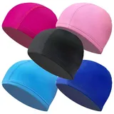 5 Stück leichte Stoff-Badekappe, Unisex, bequeme Passform, strapazierfähiges, elastisches Material, Badekappen, leichte Kappen für Damen, Herren, Teenager