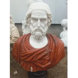 Casa Padrino Luxus Antik Stil Marmor Büste Römer Weiß / Rot / Schwarz H. 80 cm - Marmor Skulptur