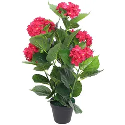 vidaXL Künstliche Hortensie mit Topf 60 cm Rot