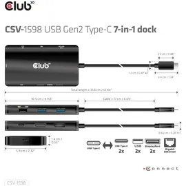 Club 3D 7in1 Portable Dock, USB-C 3.1 [Stecker] (CSV-1598)