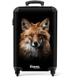 NoBoringSuitcases.com Handgepäck Koffer 55x40x20, cm Tiere auf schwarzem Hintergrund: Fuchs, - Bunt