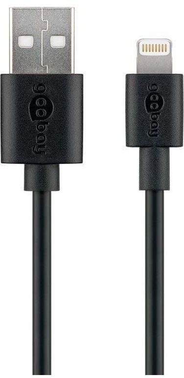 Goobay 72906 Lightningkabel 2m / Apple Lightning auf USB A Ladekabel / High Speed 480 Mbits / Aufladekabel Handyladekabel iPad iPhone AirPods / Schwarz / 2m