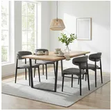 Idimex Essgruppe mit 4 Stühlen Esstisch 180 x 90 cm Esszimmermöbel Set Eiche/Grau