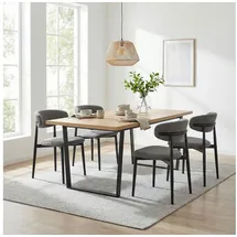 Idimex Essgruppe mit 4 Stühlen Esstisch 180 x 90 cm Esszimmermöbel Set Eiche/Grau
