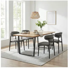 Idimex Essgruppe mit 4 Stühlen Esstisch 180 x 90 cm Esszimmermöbel Set Eiche/Grau