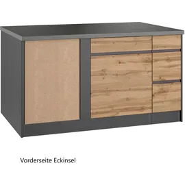 kochstation Winkelküche L-Form 490 x 153 cm beige