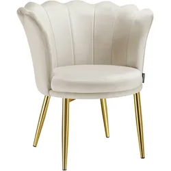 TECTAKE Sessel Stella, dicke Polsterung, 67x64x76cmSamtoptik creme/gold