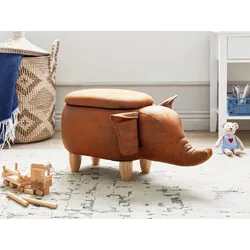 Hocker mit Stauraum Lederoptik dunkelbraun ELEPHANT