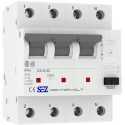 SEZ FI/LS C6 30mA 4p 10kA RCBO FI/LS-Schalter 0090920 Kombi Schalter 1442