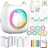 ZQEJEFD Mini Drucker, Tragbarer Mini Fotodrucker Thermodrucker Smartphone Taschendrucker, Wireless Bluetooth Fotodrucker Kompatibel mit Android & iOS mit 14 Rollen Papier für Notizen, Liste, Weiß