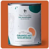 MissPompadour Wandfarbe Orange mit Goldfisch - abwaschbare Wandfarbe mit hoher Deckkraft 1 L, scheuerbeständig und wasserbasiert orange