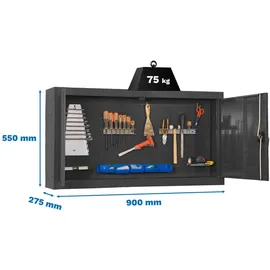 Proregal Werkzeugschrank hängend AMEGO | HxBxT 55x90x27,5cm | Metall | Abschließbar | Anthrazit