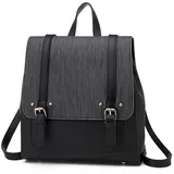 Damenmode Rucksack, Classic Retro Rucksack, Hochwertige PU-Leder Wasserdicht Und Langlebig, Einzigartige Magnet Vorne Buckle Design-Rucksack (Black)