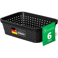 Novaliv 6x Aufbewahrungskorb in Rattan-Optik ohne Deckel | Schwarz