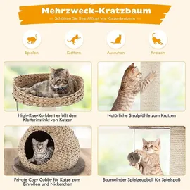 Goplus Kratzbaum mit Sisal-Stützpfosten 60 x 45 x 260 cm braun