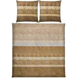 Erwin Müller Bettwäsche, Bettgarnitur, Bettbezug, Wende-Kissenbezug Mako-Satin orientalisch, beige Größe 80x80 cm / 240x220 cm - temperaturausgleichend, mit Reißverschluss