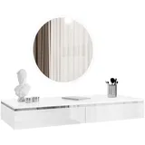 lookway Schminktisch, Weiß Hochglanz, Holzwerkstoff, 102x15x43.6 cm, Schlafzimmer, Schminktische