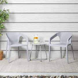 Homestyle4u Gartenstuhl Kunststoff grau 2er Set