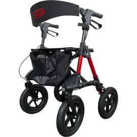 Antar Medizin Aluminium Outdoor Rollator rot mit Luftbereifung