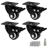PRIOstahl Schwarze Transportrollen 40mm 4x Lenkrollen mit Bremse inklusive Befestigungsmaterial