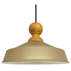 Bamyum aus Holz Hängend Beige Hängelampe