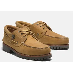 Bootsschuh TIMBERLAND "TIMBERLAND AUTHENTIC BOAT SHOE", Gr. 43, braun (wheat full grain), Leder, sportlich, Schuhe