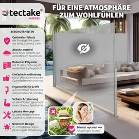 Tectake Aluminium Doppel Seitenmarkise 160 x 600 cm grau