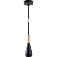 Paco Home Pendelleuchte »MORA« GU10 Wohnzimmer Esszimmer Klein Modern Holz Metall GU10 Trichterform, schwarz