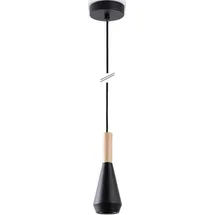 Paco Home Pendelleuchte »MORA« GU10 Wohnzimmer Esszimmer Klein Modern Holz Metall GU10 Trichterform, schwarz