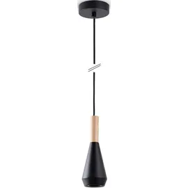 Paco Home Pendelleuchte »MORA« GU10 Wohnzimmer Esszimmer Klein Modern Holz Metall GU10 Trichterform, schwarz