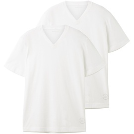 TOM TAILOR T-Shirt mit V-Ausschnitt aus Baumwolle, 20000-White, XXXL
