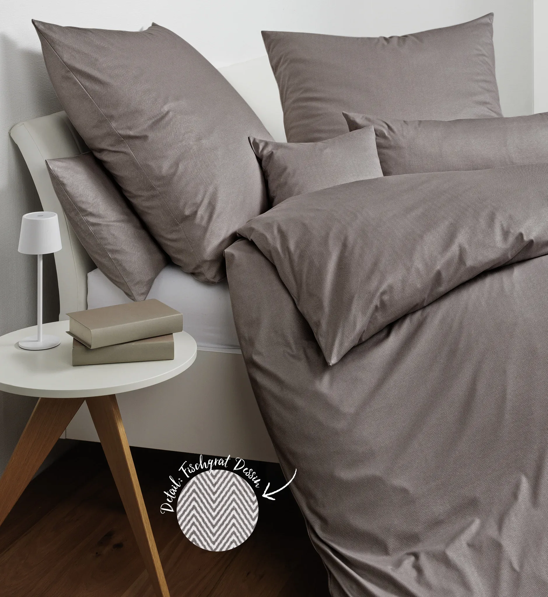 Bettwäsche JANINE "Interlock-Jersey59000 3", braun (vulkan), B/L: 155cm x 200cm, 1 Stk., 1 Stk., Interlock-Jersey, B/L: 80cm x 80cm, Interlock-Jersey, Obermaterial: 100% Baumwolle, Bettwäsche, mit Reissverschluss