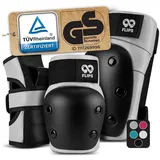 99flips schützer Set Protektoren Erwachsene Inliner TÜV - Ellenbogen, Knieschoner & Hand grau M