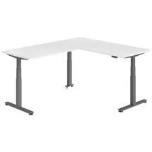 bümö Eckschreibtisch elektrisch höhenverstellbar Weiß / Graphit