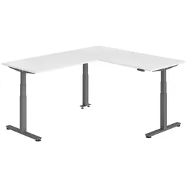 bümö Eckschreibtisch elektrisch höhenverstellbar Weiß / Graphit