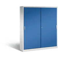 C+P Schiebetürenschrank Stahl 160,0 x 40,0 x 195,0 cm lichtgrau/enzianblau 8 Fachböden abschließbar