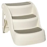 Faltbare Hundetreppe, Tragbare 3-stufige Hundetreppe Für Hohe Betten Und Sofas, Haustiertreppe Mit Rutschfesten Matten Für Kleine Und Miniaturhunderassen, 49 X 38 X 38 Cm, Cremeweiß