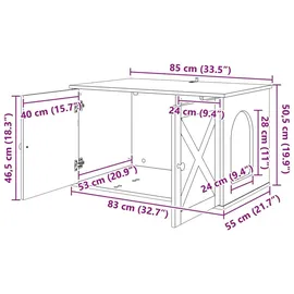 vidaXL Katzenhaus Schwarz 85 x 55 x 50,5 cm Holzwerkstoff
