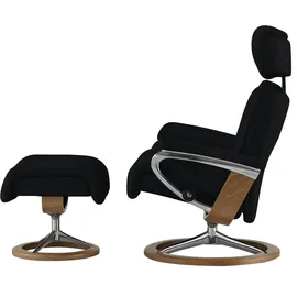Stressless Relaxsessel Leder 91 x 112 x 84 cm Schwarz mit Hocker